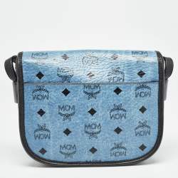 MCM Blue/Black Visetos Coated Canvas and Leather Crossbody Bag