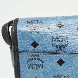 MCM Blue/Black Visetos Coated Canvas and Leather Crossbody Bag