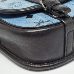 MCM Blue/Black Visetos Coated Canvas and Leather Crossbody Bag