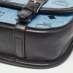 MCM Blue/Black Visetos Coated Canvas and Leather Crossbody Bag