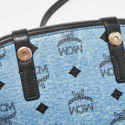 MCM Blue/Black Visetos Coated Canvas and Leather Crossbody Bag