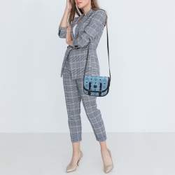 MCM Blue/Black Visetos Coated Canvas and Leather Crossbody Bag