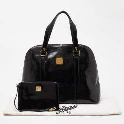 MCM Black Patent Leather Zip Satchel