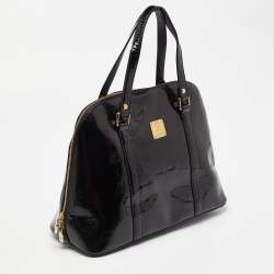 MCM Black Patent Leather Zip Satchel