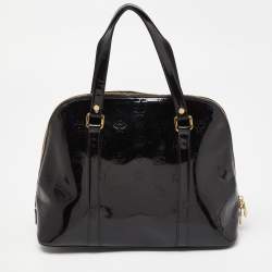 MCM Black Patent Leather Zip Satchel