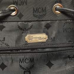 MCM Black Nylon and Leather Drawstring Backpack