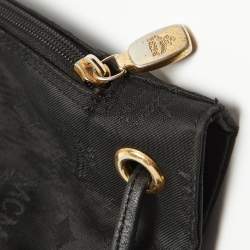 MCM Black Nylon and Leather Drawstring Backpack