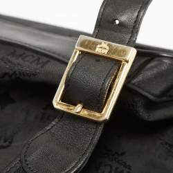 MCM Black Nylon and Leather Drawstring Backpack