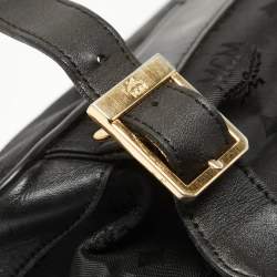 MCM Black Nylon and Leather Drawstring Backpack