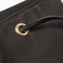 MCM Black Nylon and Leather Drawstring Backpack