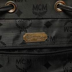 MCM Black Nylon and Leather Drawstring Backpack