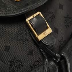 MCM Black Nylon and Leather Drawstring Backpack