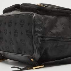 MCM Black Nylon and Leather Drawstring Backpack