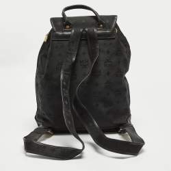 MCM Black Nylon and Leather Drawstring Backpack
