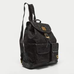 MCM Black Nylon and Leather Drawstring Backpack