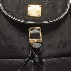 MCM Black Nylon and Leather Drawstring Backpack