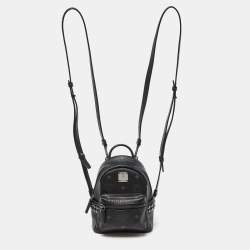 MCM Black Visetos Coated Canvas and Leather Mini Studded Stark-Bebe Boo Backpack