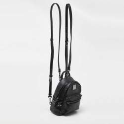 MCM Black Visetos Coated Canvas and Leather Mini Studded Stark-Bebe Boo Backpack