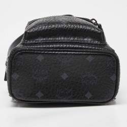MCM Black Visetos Coated Canvas and Leather Mini Studded Stark-Bebe Boo Backpack