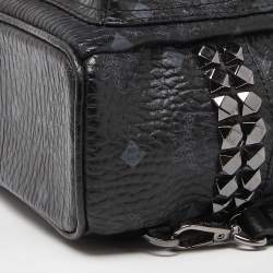 MCM Black Visetos Coated Canvas and Leather Mini Studded Stark-Bebe Boo Backpack