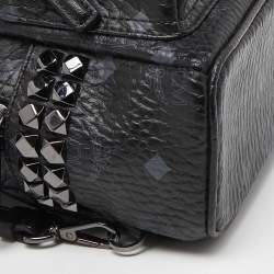 MCM Black Visetos Coated Canvas and Leather Mini Studded Stark-Bebe Boo Backpack
