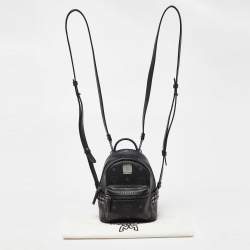 MCM Black Visetos Coated Canvas and Leather Mini Studded Stark-Bebe Boo Backpack