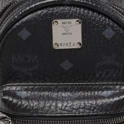 MCM Black Visetos Coated Canvas and Leather Mini Studded Stark-Bebe Boo Backpack