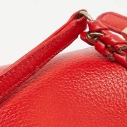 MCM Red Leather Studded Flap Backpack