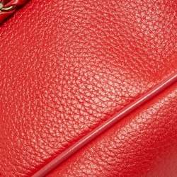 MCM Red Leather Studded Flap Backpack