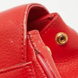 MCM Red Leather Studded Flap Backpack