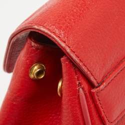 MCM Red Leather Studded Flap Backpack