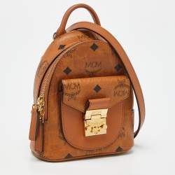 MCM Cognac Visetos Coated Canvas and Leather Mini Patricia Backpack