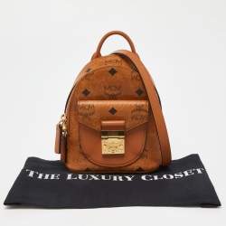 MCM Cognac Visetos Coated Canvas and Leather Mini Patricia Backpack