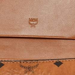 MCM Cognac Visetos Coated Canvas Studded Trifold Wallet