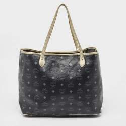 Pre Owned MCM Dark Dark Blue/Multicolor Visetos Coated Canvas Princess Lion Shopper Tote