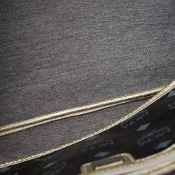 Pre Owned MCM Dark Dark Blue/Multicolor Visetos Coated Canvas Princess Lion Shopper Tote