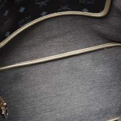 Pre Owned MCM Dark Dark Blue/Multicolor Visetos Coated Canvas Princess Lion Shopper Tote