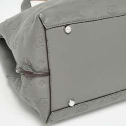 MCM Grey/Brown Monogram Embossed Leather Essential Tote