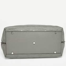 MCM Grey/Brown Monogram Embossed Leather Essential Tote