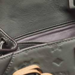 MCM Grey/Brown Monogram Embossed Leather Essential Tote