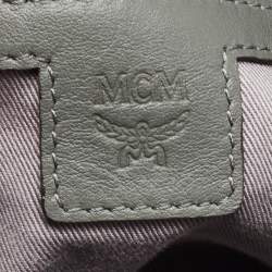 MCM Grey/Brown Monogram Embossed Leather Essential Tote
