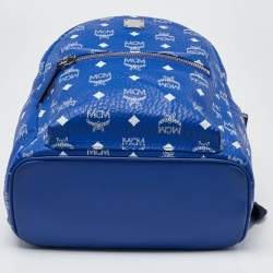 MCM Blue Visetos Coated Canvas and Leather Studs Stark Backpack