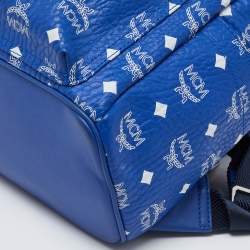 MCM Blue Visetos Coated Canvas and Leather Studs Stark Backpack