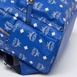 MCM Blue Visetos Coated Canvas and Leather Studs Stark Backpack