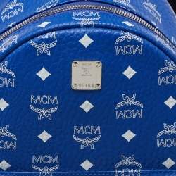 MCM Blue Visetos Coated Canvas and Leather Studs Stark Backpack