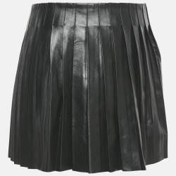 مملوكة مسبقًا McQ by Alexander McQueen Black Leather Pleated Wrap Mini Skirt S