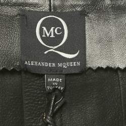 مملوكة مسبقًا McQ by Alexander McQueen Black Leather Pleated Wrap Mini Skirt S