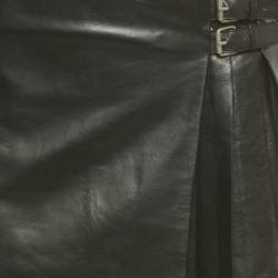 مملوكة مسبقًا McQ by Alexander McQueen Black Leather Pleated Wrap Mini Skirt S