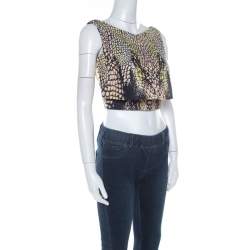 McQ by Alexander McQueen Croc Print Layered Crop Top S