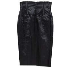 Pre Owned McQ by Alexander McQueen Black Cotton Blend Corset Waist Detail Pencil Skirt S